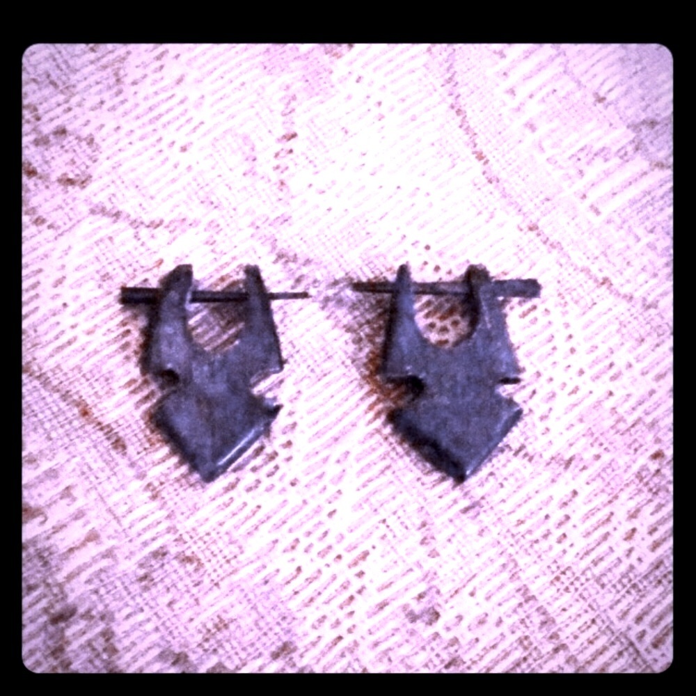 Small, Dark-Brown Wood Earrings, Tribal